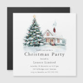 Weihnachtsbaum & Schnee Weihnachtsfest im Unterneh Magneteinladung (Vorne/Hinten)