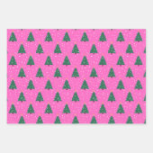 Weihnachtsbaum, Schneefall auf Rosa Geschenkpapier Set (Vorderseite 2)