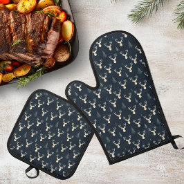 Weihnachtsbaum, Schneeflocke Ofenhandschuh & Topflappen-Set