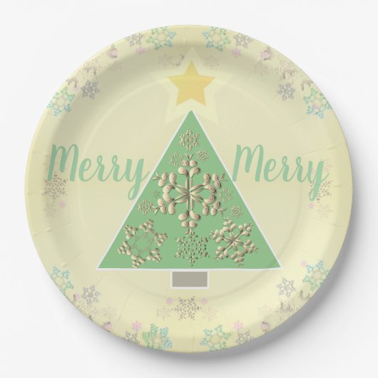 Weihnachtsbaum/Schneeflocke/Rentier Pappteller (Vorderseite)