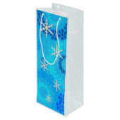 Weihnachtsbaum & Schneeflocken Geschenktüte Für Weinflaschen (Rückseite Schrägansicht)