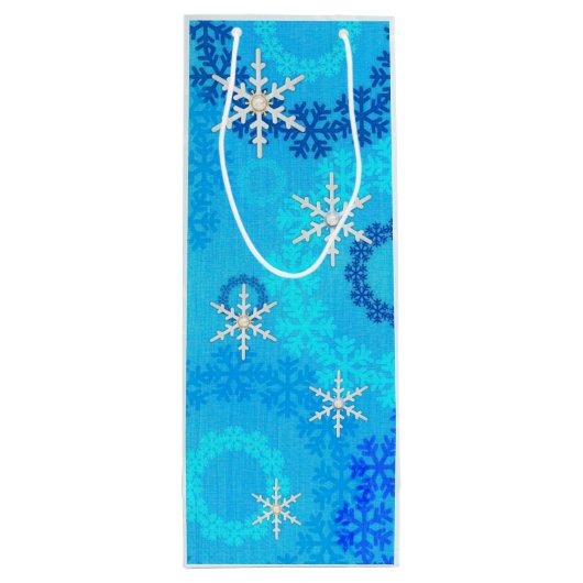 Weihnachtsbaum & Schneeflocken Geschenktüte Für Weinflaschen (Rückseite)