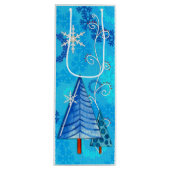 Weihnachtsbaum & Schneeflocken Geschenktüte Für Weinflaschen (Vorderseite)