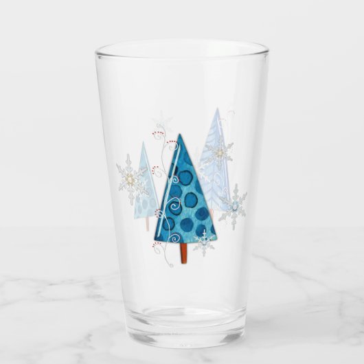 Weihnachtsbaum & Schneeflocken Glas (Rückseite)