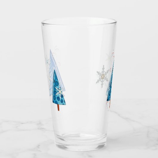 Weihnachtsbaum & Schneeflocken Glas (Links)