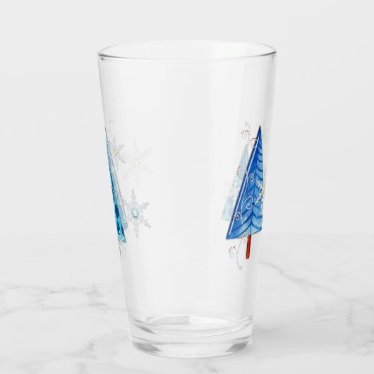 Weihnachtsbaum & Schneeflocken Glas (Rechts)