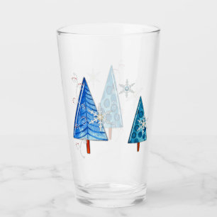 Weihnachtsbaum & Schneeflocken Glas