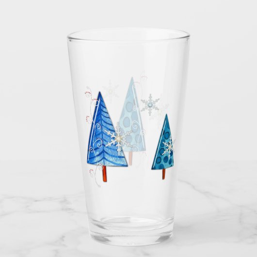Weihnachtsbaum & Schneeflocken Glas (Vorderseite)