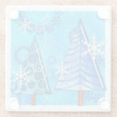 Weihnachtsbaum & Schneeflocken Glasuntersetzer (Rückseite)
