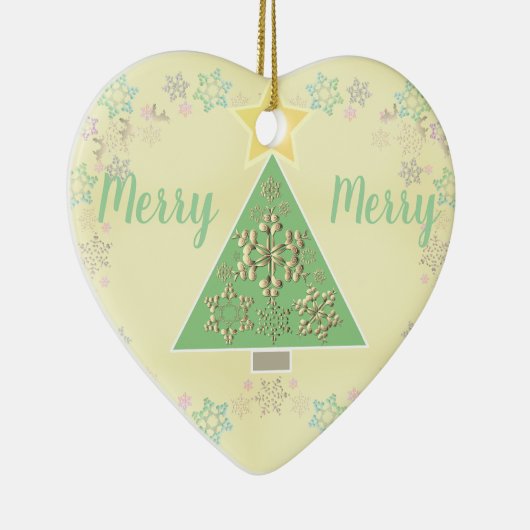 Weihnachtsbaum & Schneeflocken Keramik Ornament (Rechts)