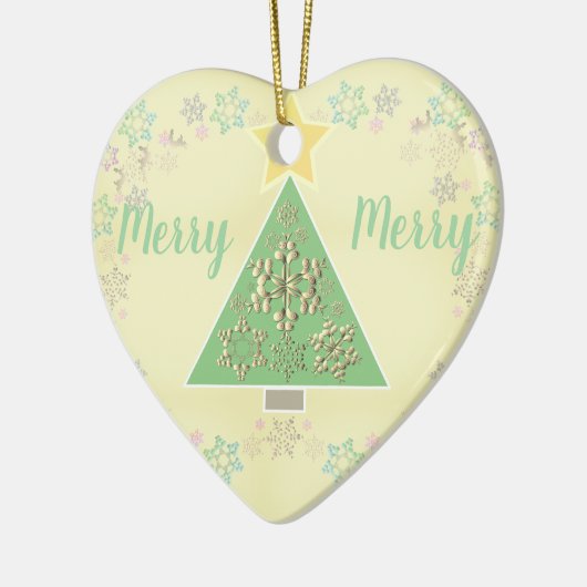 Weihnachtsbaum & Schneeflocken Keramik Ornament (Links)