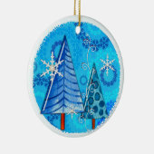 Weihnachtsbaum & Schneeflocken Keramik Ornament (Rechts)