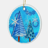 Weihnachtsbaum & Schneeflocken Keramik Ornament (Links)
