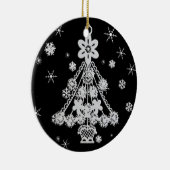 Weihnachtsbaum & Schneeflocken Keramikornament (Rechts)