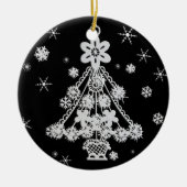 Weihnachtsbaum & Schneeflocken Keramikornament (Vorne)