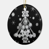 Weihnachtsbaum & Schneeflocken Keramikornament (Links)