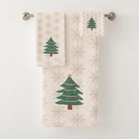 Weihnachtsbaum-Schneeflocken-Muster-Feiertag Badhandtuch Set (Insitu)