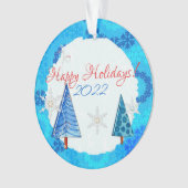 Weihnachtsbaum & Schneeflocken Ornament (Vorderseite)