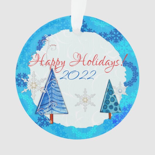 Weihnachtsbaum & Schneeflocken Ornament (Vorderseite)