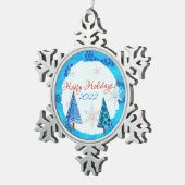 Weihnachtsbaum & Schneeflocken Schneeflocken Zinn-Ornament (Rechts)