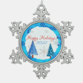 Weihnachtsbaum & Schneeflocken Schneeflocken Zinn-Ornament