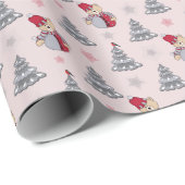 Weihnachtsbaum, Schneeflocken und Teddybär Geschenkpapier (Rolleneckpunkt)