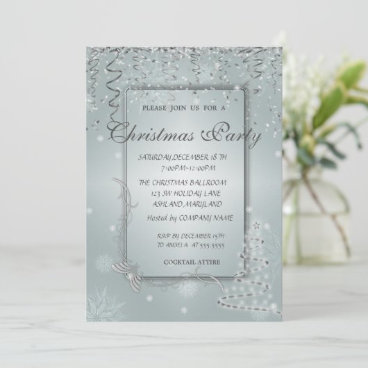 Weihnachtsbaum,Schneeflocken Weihnachtsfest im Unt Einladung (Stehend Vorderseite)