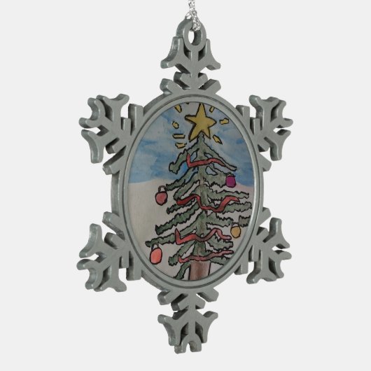 Weihnachtsbaum Schneeflocken Zinn-Ornament (Links)