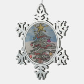 Weihnachtsbaum Schneeflocken Zinn-Ornament (Rechts)