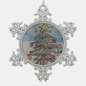 Weihnachtsbaum Schneeflocken Zinn-Ornament (Vorderseite)
