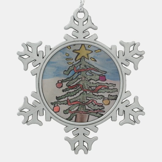 Weihnachtsbaum Schneeflocken Zinn-Ornament (Vorderseite)