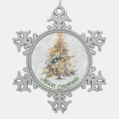 Weihnachtsbaum Schneeflocken Zinn-Ornament (Vorderseite)