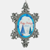 Weihnachtsbaum & Schneeflocken Zinn-Ornament (Links)