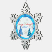 Weihnachtsbaum & Schneeflocken Zinn-Ornament (Rechts)