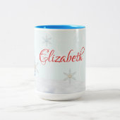 Weihnachtsbaum & Schneeflocken Zweifarbige Tasse (Mittel)