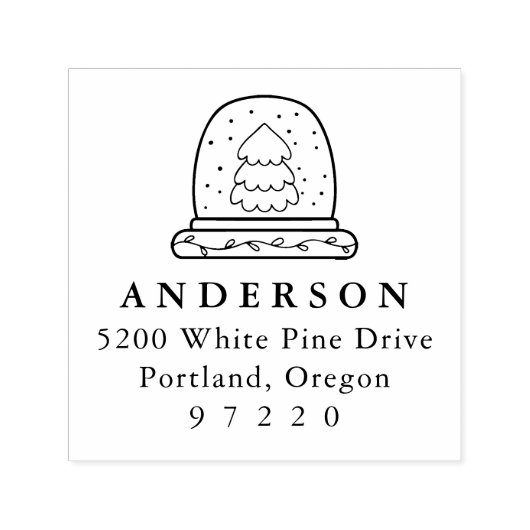 Weihnachtsbaum Schneeglobe-Rücksendeadresse Permastempel (Design)