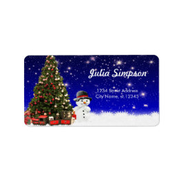 Weihnachtsbaum, Schneemann Adressaufkleber