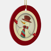 Weihnachtsbaum - Schneemann/Rot Keramikornament (Rechts)