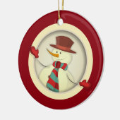 Weihnachtsbaum - Schneemann/Rot Keramikornament (Links)