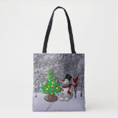 Weihnachtsbaum, Schneemann, Schneeszene, Allround- Tasche (Vorderseite)