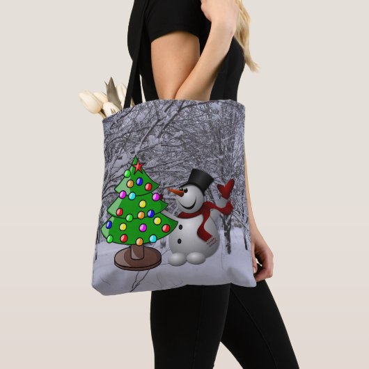 Weihnachtsbaum, Schneemann, Schneeszene, Allround- Tasche (Von Nahem)