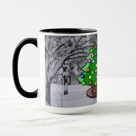 Weihnachtsbaum, Schneemann, Schneeszene Combo-Tass Tasse (Links)