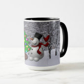 Weihnachtsbaum, Schneemann, Schneeszene Combo-Tass Tasse (VorderseiteRechts)