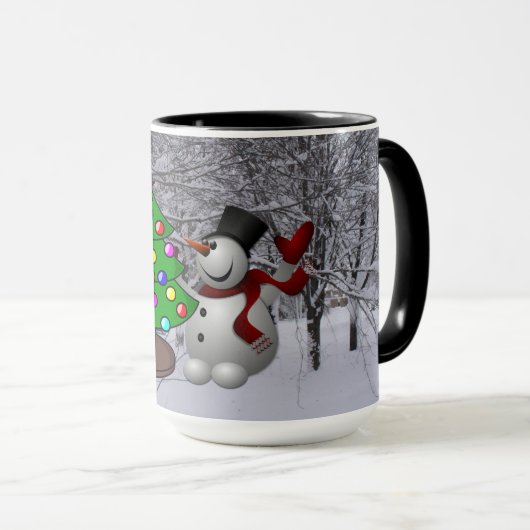 Weihnachtsbaum, Schneemann, Schneeszene Combo-Tass Tasse (VorderseiteRechts)