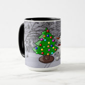 Weihnachtsbaum, Schneemann, Schneeszene Combo-Tass Tasse (Vorderseite Links)