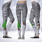 Weihnachtsbaum, Schneemann, Schneeszene Foto Leggi Leggings