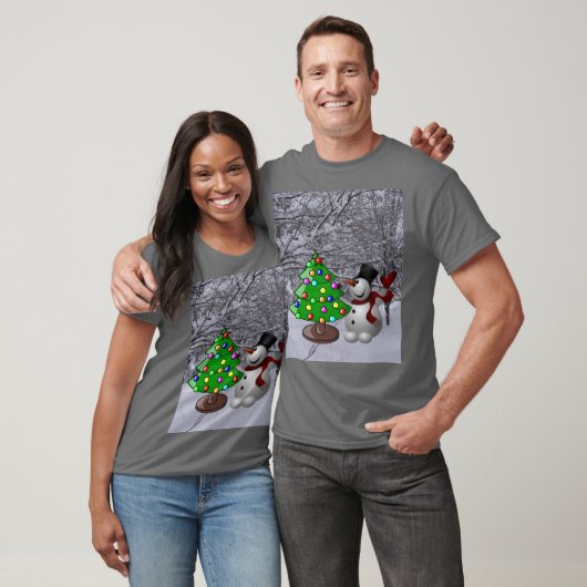 Weihnachtsbaum, Schneemann, Schneeszene Unisex Dun T-Shirt (Unisex)