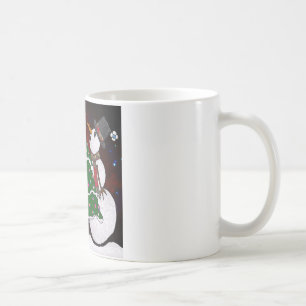 Weihnachtsbaum Schneemann Überraschung Kunst Druck Kaffeetasse