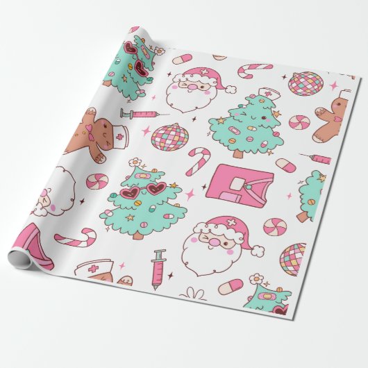 Weihnachtsbaum Schneemann Weihnachtsfeier I Geschenkpapier (Ungerollt)
