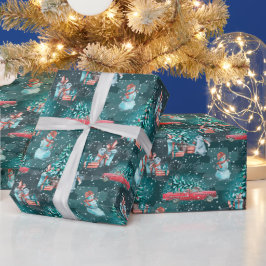 Weihnachtsbaum, Schneemänner und Bunnies Wrapping Geschenkpapier
